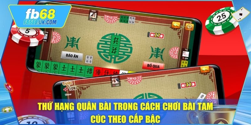 Thứ hạng quân bài trong cách chơi bài tam cúc theo cấp bậc